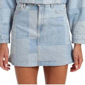 Mavi Denim Patchwork Mini Skirt